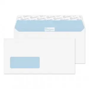 Blake Premium Office Envelopes DL Ultra White Wove Wallet Window Peel and Seal 120gsm 110x220mm (Pack 500) – 32216