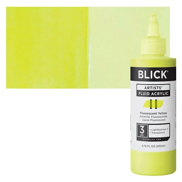 Blick Artists’ Fluid Acrylic – Fluorescent Yellow, 200 ml