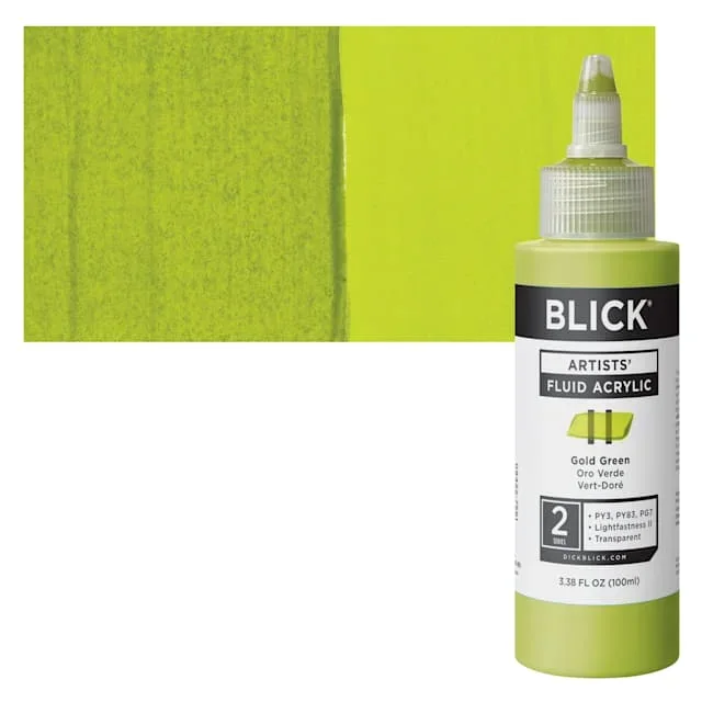 Blick Artists’ Fluid Acrylic – Gold Green, 100 ml