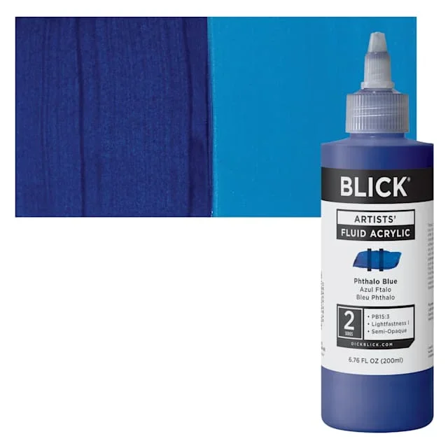 Blick Artists’ Fluid Acrylic – Phthalo Blue, 200 ml