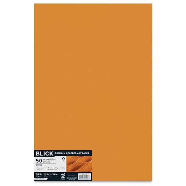 Blick Premium Colored Art Paper – 12″ x 18″, Orange, 50 Sheets