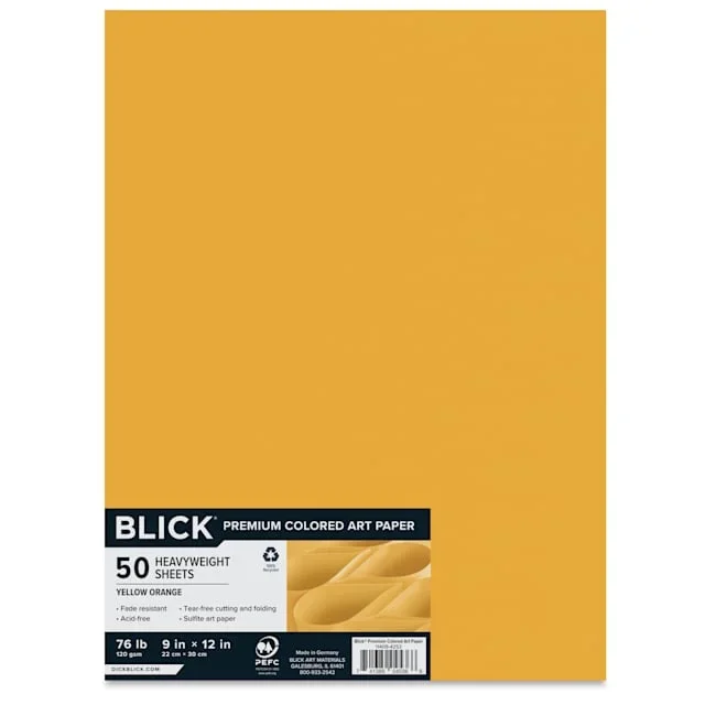Blick Premium Colored Art Paper – 9″ x 12″, Yellow Orange, 50 Sheets