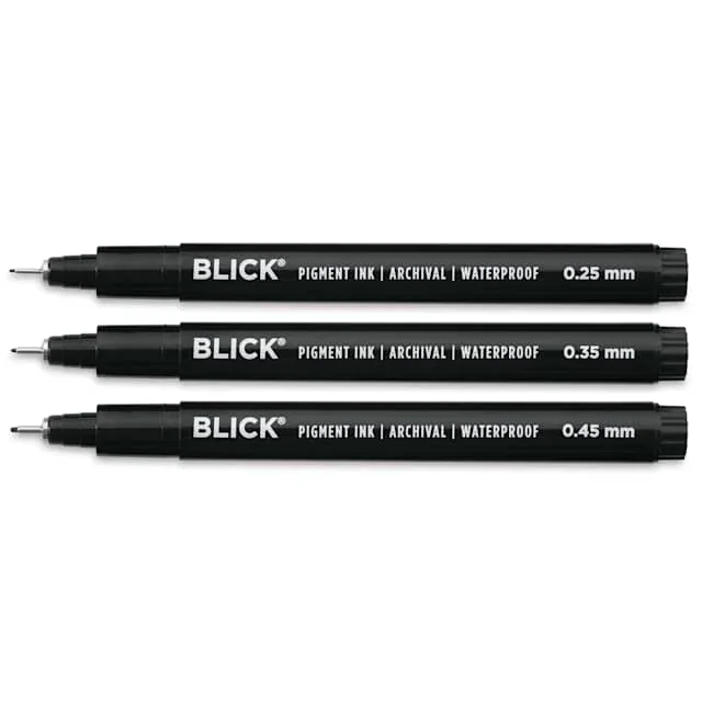Blick Studio Pigment Liners – Black, Set of 3, Assorted
