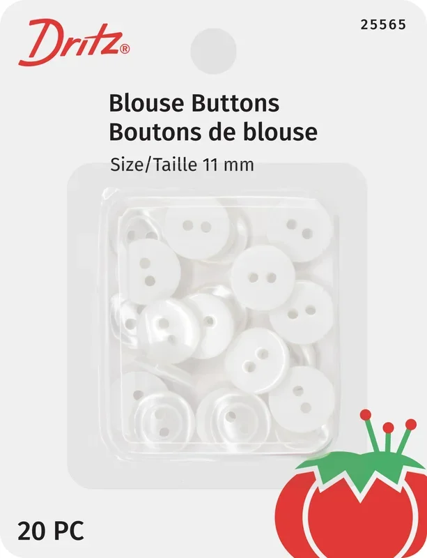 Blouse Buttons, White Pearl, 11mm, 20 PC