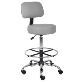 Boss Office Products Medical Drafting Stool With Backrest, Gray