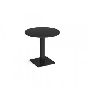 Brescia circular dining table with flat square black base 800mm – Black