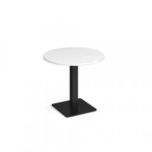 Brescia circular dining table with flat square black base 800mm – white
