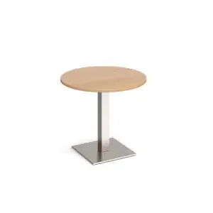 Brescia circular dining table with flat square brushed steel base 800mm – beech