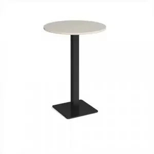 Brescia circular poseur table with flat square black base 800mm – Light Grey