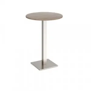 Brescia circular poseur table with flat square brushed steel base 800mm – Barcelona walnut