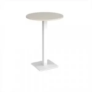 Brescia circular poseur table with flat square white base 800mm – Light Grey