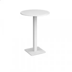 Brescia circular poseur table with flat square white base 800mm – white