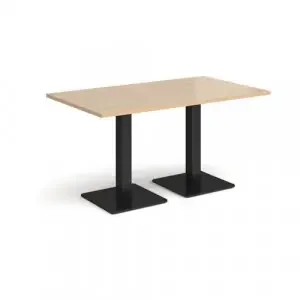 Brescia rectangular dining table with flat square black bases 1400mm x 800mm – Kendal oak