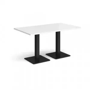 Brescia rectangular dining table with flat square black bases 1400mm x 800mm – white