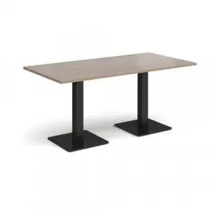 Brescia rectangular dining table with flat square black bases 1600mm x 800mm – Barcelona walnut