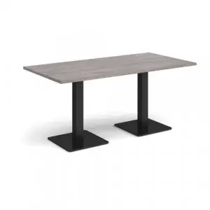Brescia rectangular dining table with flat square black bases 1600mm x 800mm – grey oak
