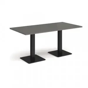 Brescia rectangular dining table with flat square black bases 1600mm x 800mm – Onyx Grey