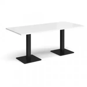 Brescia rectangular dining table with flat square black bases 1800mm x 800mm – white