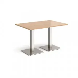 Brescia rectangular dining table with flat square brushed steel bases 1200mm x 800mm – beech