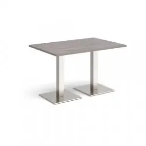 Brescia rectangular dining table with flat square brushed steel bases 1200mm x 800mm – grey oak