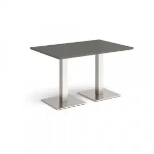 Brescia rectangular dining table with flat square brushed steel bases 1200mm x 800mm – Onyx Grey