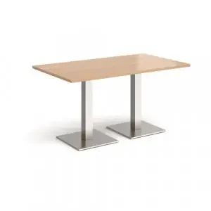 Brescia rectangular dining table with flat square brushed steel bases 1400mm x 800mm – beech