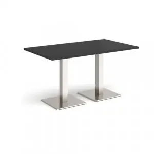 Brescia rectangular dining table with flat square brushed steel bases 1400mm x 800mm – Black