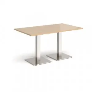 Brescia rectangular dining table with flat square brushed steel bases 1400mm x 800mm – Kendal oak