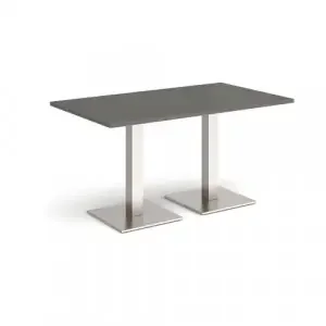 Brescia rectangular dining table with flat square brushed steel bases 1400mm x 800mm – Onyx Grey