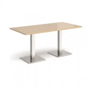 Brescia rectangular dining table with flat square brushed steel bases 1600mm x 800mm – Kendal oak