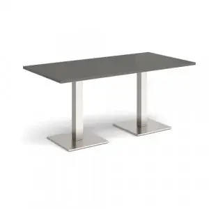 Brescia rectangular dining table with flat square brushed steel bases 1600mm x 800mm – Onyx Grey