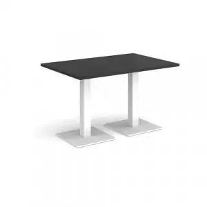 Brescia rectangular dining table with flat square white bases 1200mm x 800mm – Black