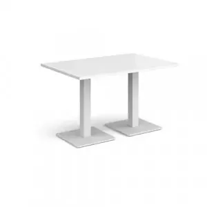 Brescia rectangular dining table with flat square white bases 1200mm x 800mm – white