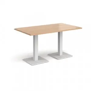 Brescia rectangular dining table with flat square white bases 1400mm x 800mm – beech