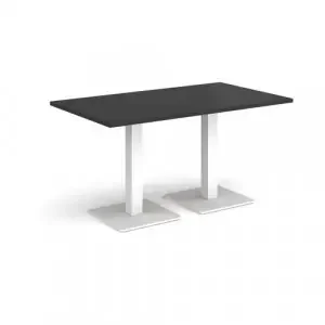Brescia rectangular dining table with flat square white bases 1400mm x 800mm – Black