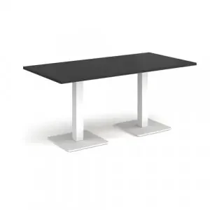Brescia rectangular dining table with flat square white bases 1600mm x 800mm – Black