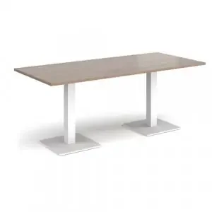 Brescia rectangular dining table with flat square white bases 1800mm x 800mm – Barcelona walnut