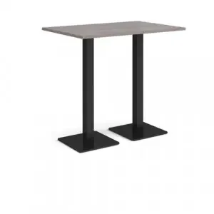 Brescia rectangular poseur table with flat square black bases 1200mm x 800mm – grey oak