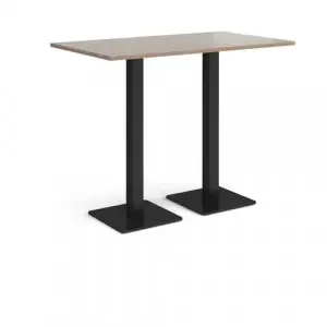 Brescia rectangular poseur table with flat square black bases 1400mm x 800mm – Barcelona walnut