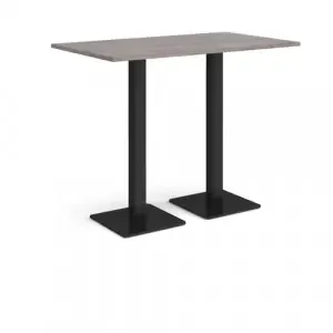 Brescia rectangular poseur table with flat square black bases 1400mm x 800mm – grey oak