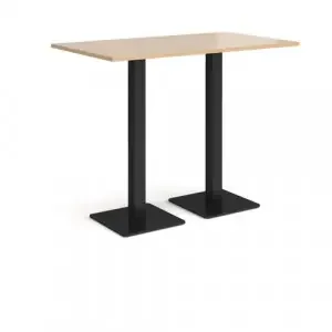 Brescia rectangular poseur table with flat square black bases 1400mm x 800mm – Kendal oak