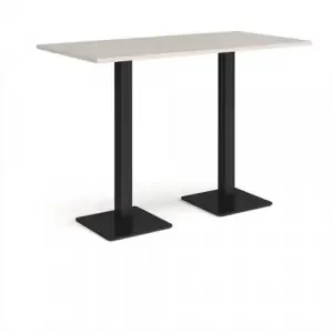 Brescia rectangular poseur table with flat square black bases 1600mm x 800mm – Light Grey