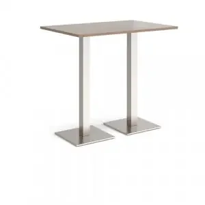 Brescia rectangular poseur table with flat square brushed steel bases 1200mm x 800mm – Barcelona walnut