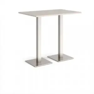 Brescia rectangular poseur table with flat square brushed steel bases 1200mm x 800mm – Light Grey