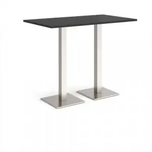 Brescia rectangular poseur table with flat square brushed steel bases 1400mm x 800mm – Black