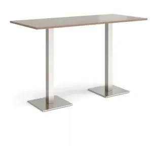 Brescia rectangular poseur table with flat square brushed steel bases 1800mm x 800mm – Barcelona walnut