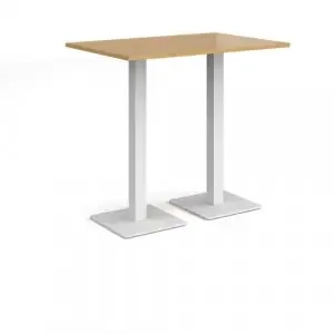 Brescia rectangular poseur table with flat square white bases 1200mm x 800mm – oak