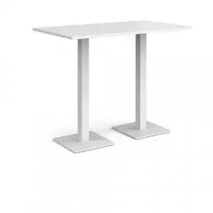 Brescia rectangular poseur table with flat square white bases 1400mm x 800mm – white