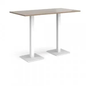 Brescia rectangular poseur table with flat square white bases 1600mm x 800mm – Barcelona walnut