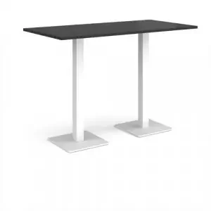 Brescia rectangular poseur table with flat square white bases 1600mm x 800mm – Black